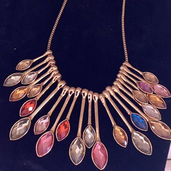 LOGO Brand Goldtone Multi-Color Faceted Crystals Necklace - Picture 9 of 9